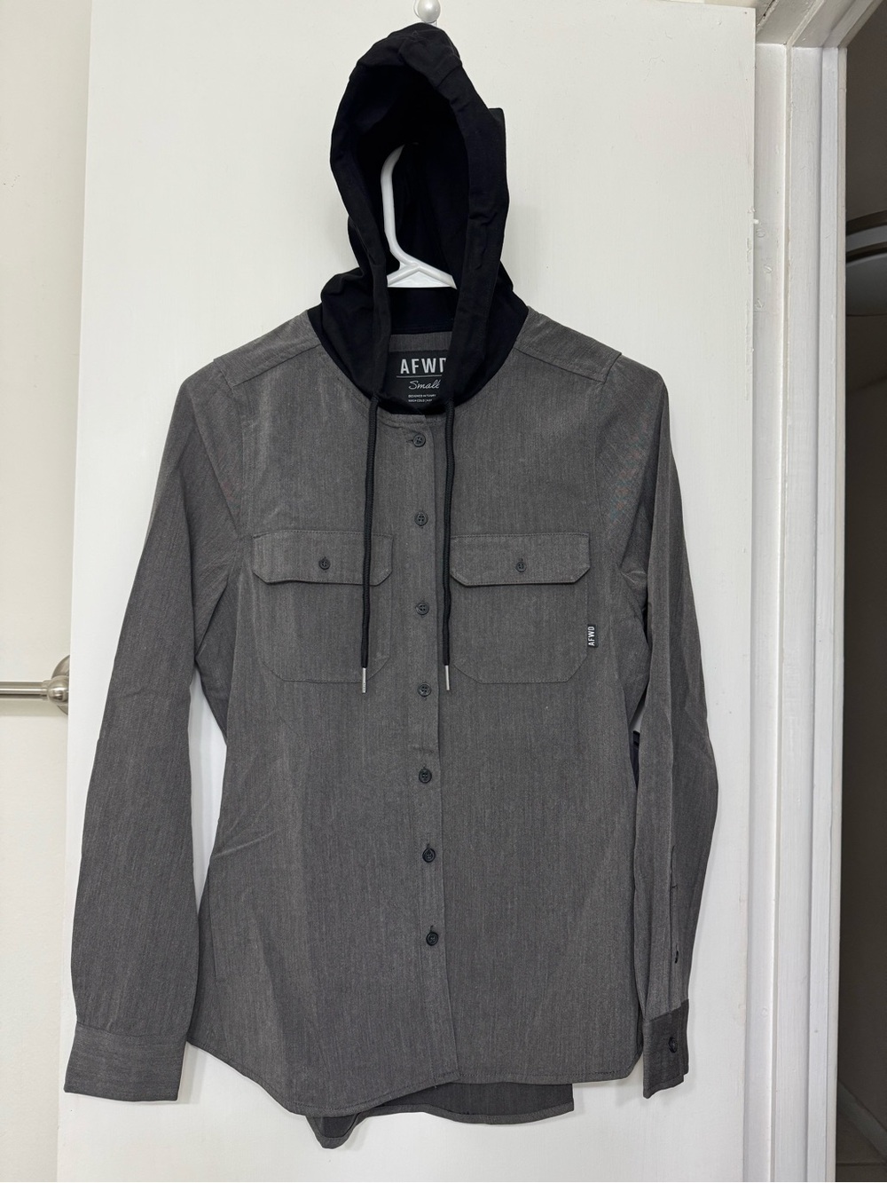 Alpha Forward Ladies Small Button Up Sports Hoodie Gray/ Black